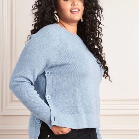 Stella & Dot-Merino Wool Blend Button Side Sweater - Picture 1 of 10